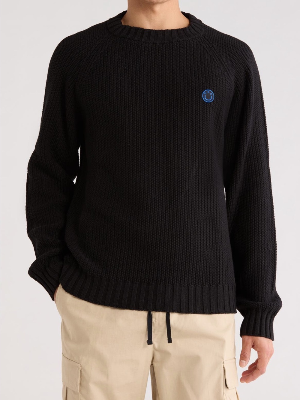 HUGO Mens Black Crewneck Knit Sweater size XL
